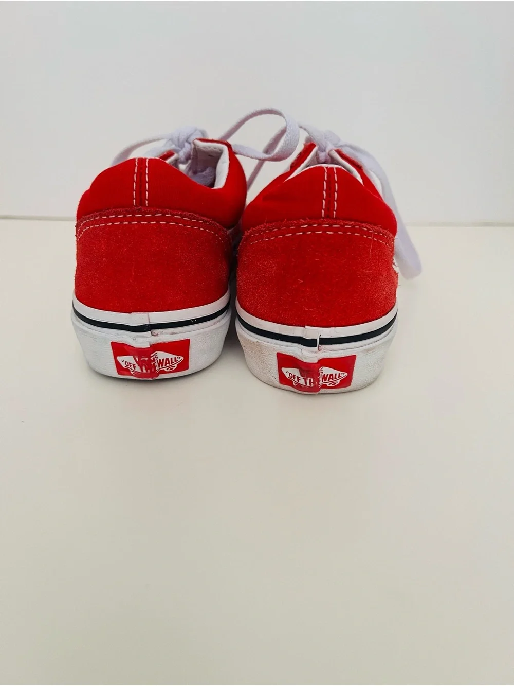 Kids Red Low-Top Old Skool Skate Sneakers with White Side Stripe Sz. 1.0